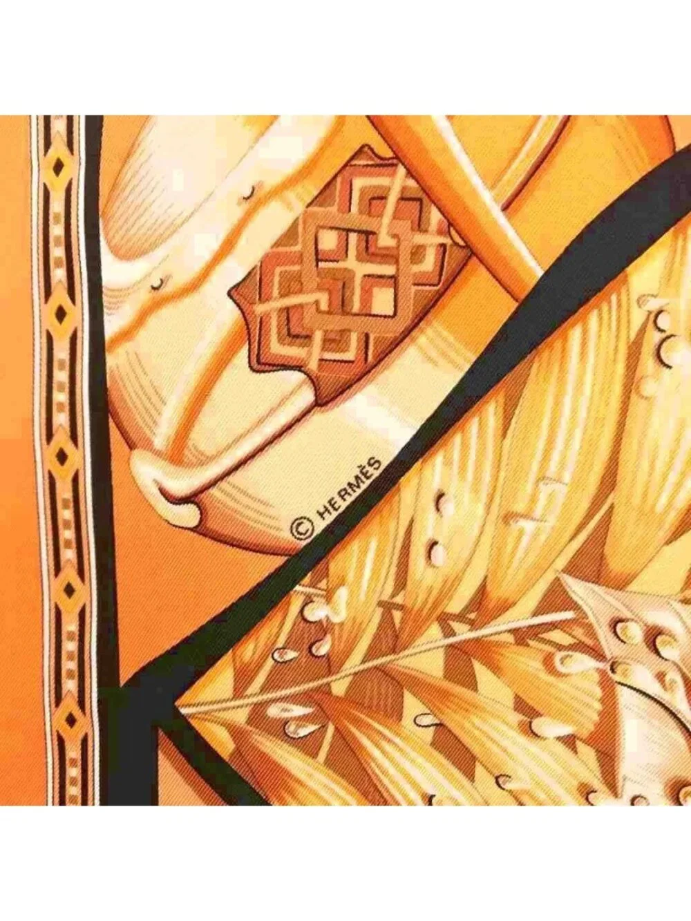 Hermes Au Son du Tam Carre 90 Large Scarf Orange